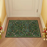 Covaba maximalism vibrant blossom floral - size deal doormat in forest fern, styled in a room setting