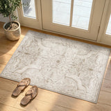 Covaba vintage woodland doormat in warm beige, styled in a room setting, view 3