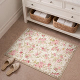Covaba romantic vintage floral rose garden and doormat in blush clay, styled in a room setting, view 3