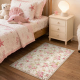Covaba romantic vintage floral rose garden and doormat in blush clay, styled in a room setting