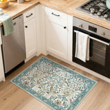 Covaba botanical bird garden chenille doormat in warm beige, styled in a room setting, view 3