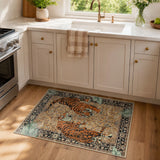 Covaba wild tiger desert doormat in golden wheat, styled in a room setting, view 2