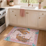 Covaba wild tiger doormat in blush clay, styled in a room setting, view 3