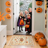 Covaba halloween pumpkin doormat in golden wheat, styled in a room setting, view 3