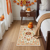 Covaba halloween pumpkin doormat in golden wheat, styled in a room setting, view 6