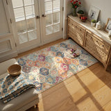 Covaba ultra-thin vintage floral moroccan trellis and doormat in faded rose, styled in a room setting, view 5