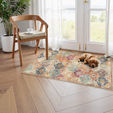 Covaba ultra-thin vintage floral moroccan trellis and doormat in faded rose, styled in a room setting, view 6