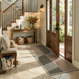Covaba rainbow easy jute black/beige indoor/outdoor runner rug in warm beige, styled in a room setting, view 7
