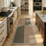 Covaba rainbow easy jute black/beige indoor/outdoor runner rug in warm beige, styled in a room setting, view 8