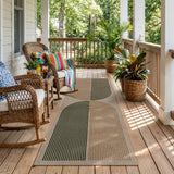 Covaba rainbow easy jute black/beige indoor/outdoor runner rug in warm beige, styled in a room setting, view 5