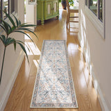 Covaba vintage floral bird runner rug in fern green, styled in a room setting, view 3
