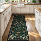 Covaba fantasy garden and unicorn runner rug in forest fern, styled in a room setting, view 3