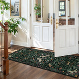 Covaba fantasy garden and unicorn runner rug in forest fern, styled in a room setting, view 4