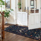 Covaba fantasy garden and unicorn runner rug in deep navy, styled in a room setting, view 5