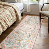 Covaba fantasy garden and unicorn runner rug in blush clay, styled in a room setting, view 5