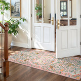Covaba fantasy garden and unicorn runner rug in blush clay, styled in a room setting, view 2