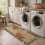 Covaba wild tiger desert runner rug in golden wheat, styled in a room setting, view 2