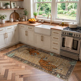 Covaba wild tiger desert runner rug in golden wheat, styled in a room setting