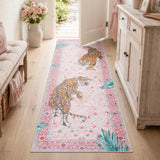 Covaba wild tiger runner rug in blush clay, styled in a room setting