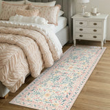 Covaba boho modern parisian garden floral runner rug in blush clay, styled in a room setting, view 3