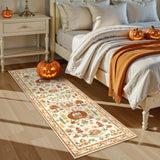Covaba halloween pumpkin runner rug in golden wheat, styled in a room setting, view 10