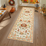 Covaba halloween pumpkin area rug in golden wheat, styled in a room setting, view 10
