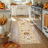 Covaba halloween pumpkin area rug in golden wheat, styled in a room setting, view 8