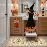 Covaba halloween pumpkin area rug in golden wheat, styled in a room setting, view 11