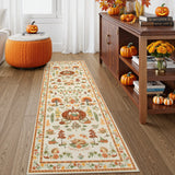 Covaba halloween pumpkin area rug in golden wheat, styled in a room setting, view 9