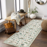 Covaba modern parisian insect runner rug in warm beige, styled in a room setting, view 2