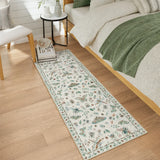 Covaba modern parisian insect runner rug in warm beige, styled in a room setting