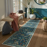 Covaba modern parisian insect runner rug in fern green, styled in a room setting, view 2