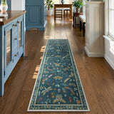 Covaba modern parisian insect runner rug in fern green, styled in a room setting