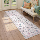 Covaba modern parisian insect runner rug in soft blush, styled in a room setting