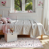 Covaba modern parisian insect runner rug in soft blush, styled in a room setting, view 3