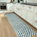 Covaba check soft easy jute black/white indoor/outdoor runner rug in soft white, styled in a room setting