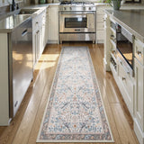 Covaba vintage floral bird runner rug in fern green, styled in a room setting, view 5