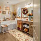 Covaba halloween pumpkin area rug in golden wheat, styled in a room setting, view 6