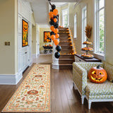Covaba halloween pumpkin area rug in golden wheat, styled in a room setting, view 7
