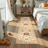 Covaba halloween pumpkin area rug in golden wheat, styled in a room setting, view 4