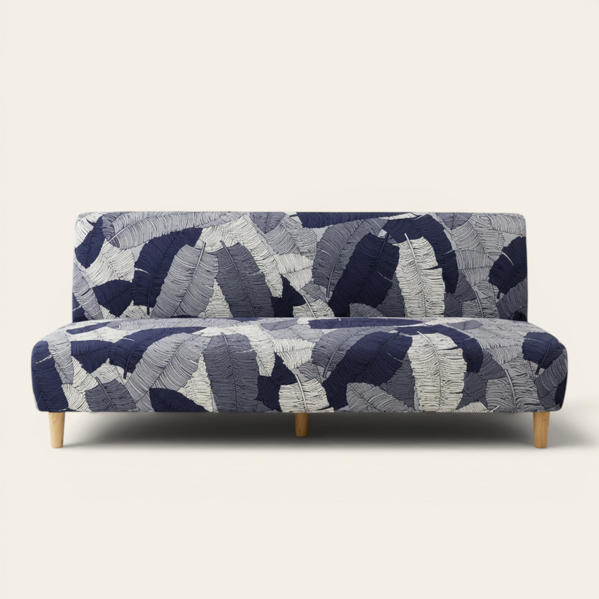 Sofa Bed Cover – Tropical Leaf – Navy