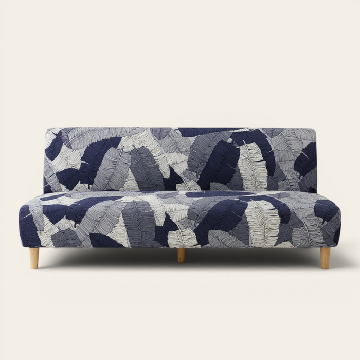 Sofa Bed Cover – Tropical Leaf – Navy