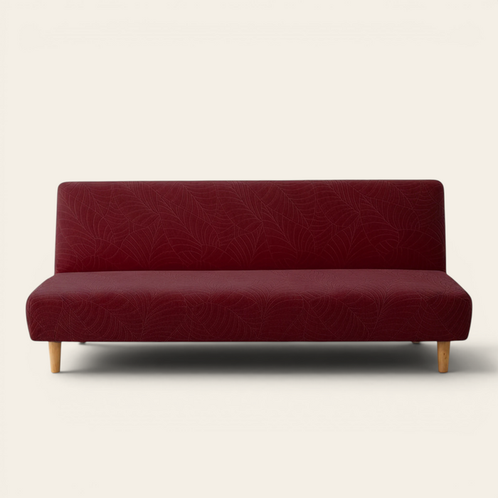Sofa Bed Cover – Leaf Jacquard – Wine Red