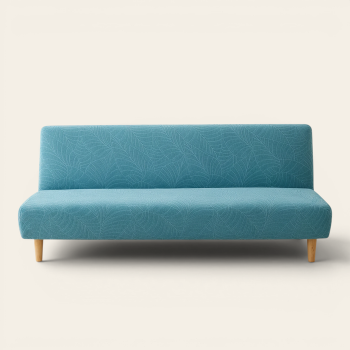 Sofa Bed Cover – Leaf Jacquard – Dusty Blue
