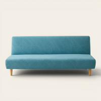 Sofa Bed Cover – Leaf Jacquard – Dusty Blue
