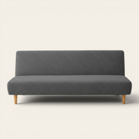 Sofa Bed Cover – Leaf Jacquard – Charcoal Grey