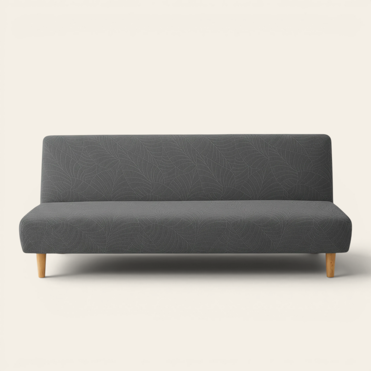 Sofa Bed Cover – Leaf Jacquard – Charcoal Grey