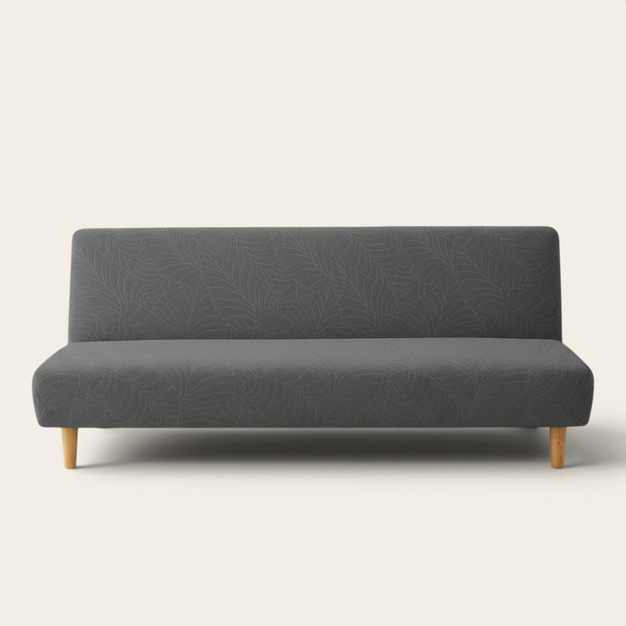 Sofa Bed Cover – Leaf Jacquard – Charcoal Grey