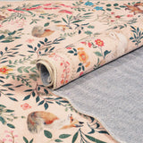 Covaba maximalist unicorn garden scalloped rug in blush clay, styled in a room setting