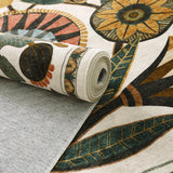 Covaba egyptian-inspired botanical rug in ivory cream, styled in a room setting, view 2